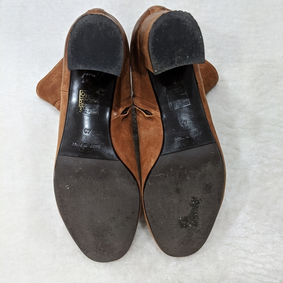 Brown Leather Women's Ankle Booties size 10 Distressed Look round toe - Picture 7 of 10